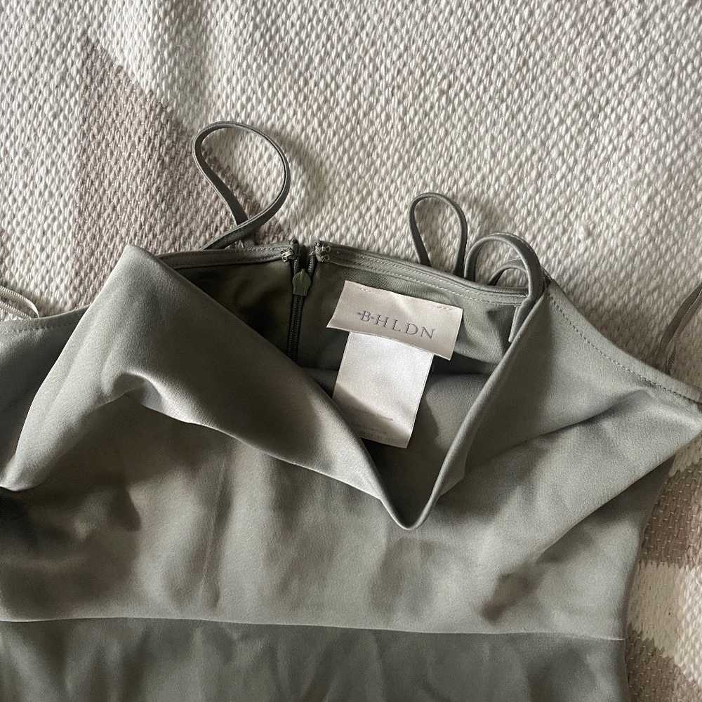 BHLDN - Sage Green Satin Midi Dress